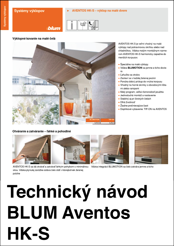 Technick nvod BLUM Aventos HK-S