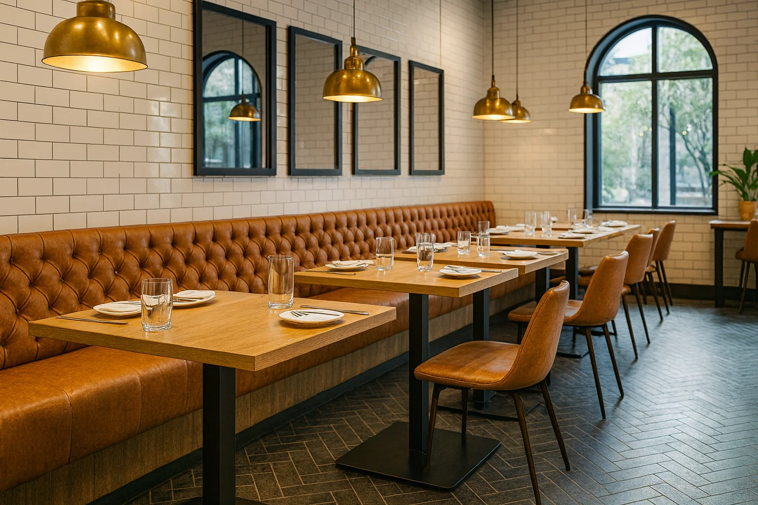 Kovové nohy na stôl v reštaurácii a v kaviarni s moderným interiérom a drevenou doskou