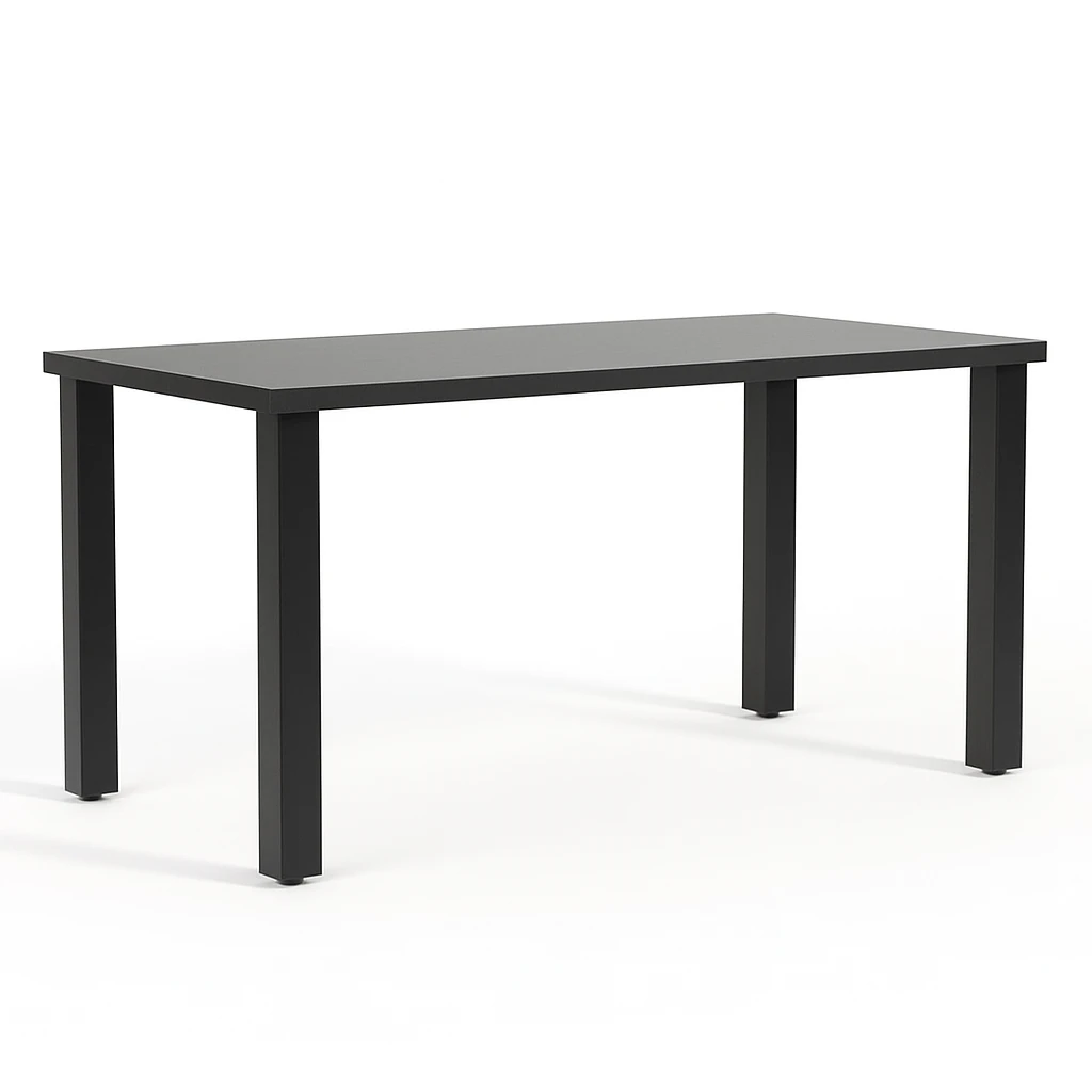 Modern jedlensk stl s masvnymi iernymi stolovmi nohami v minimalistickom dizajne, vhodn do kuchyne alebo jedlne