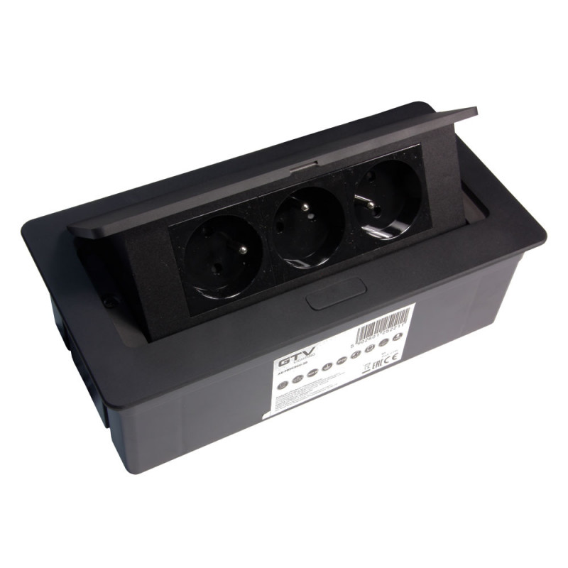 Zásuvka výklopná GTV-PBSC 3x zásuvka čierna