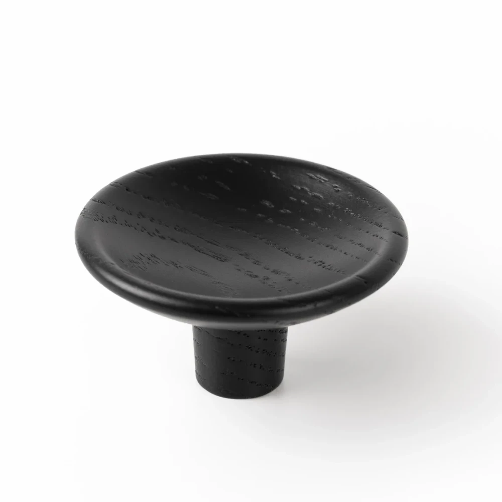 Drevená knobka Viefe DISC WOOD / jaseň čierny matný lakovaný / priemer 50 mm