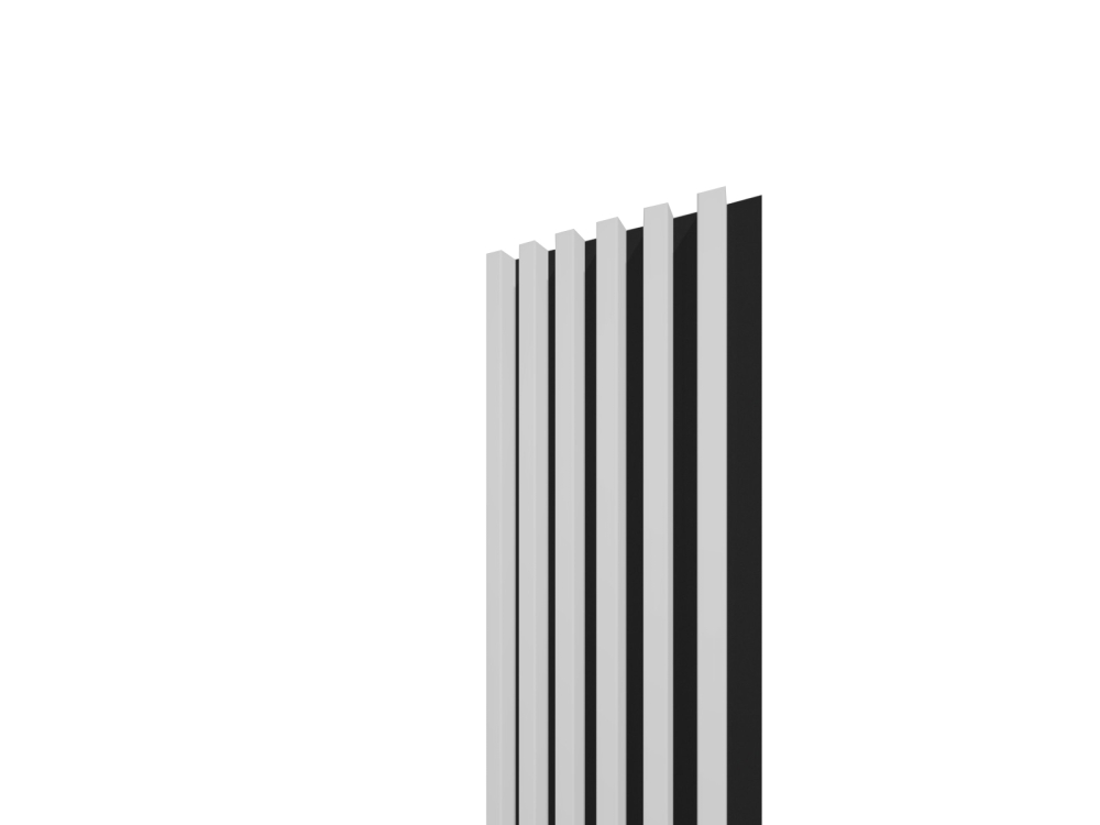 Lamelový panel 3D PLUS 2650x300 mm / lamely - biela matná / podklad - čierna matná