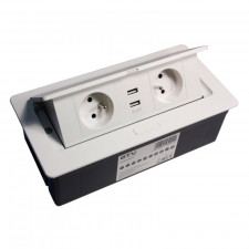 Výklopná zásuvka GTV SOFT / 2x zásuvka + 2x USB / biela matná / AE-PBSUC2GU-10