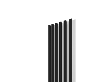 Lamelový panel 3D PLUS 2650x300 mm / lamely - čierna matná / podklad - biela matná