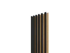 Lamelový panel 3D PLUS 2650x300 mm / lamely - čierna matná / podklad – dub európsky