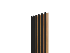 Lamelový panel 3D PLUS 2650x300 mm / lamely - čierna matná / podklad – dub jesenný