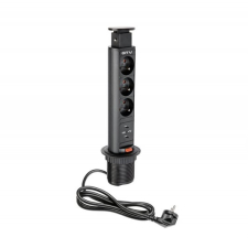 Zásuvková veža výsuvná úzka GTV AE-BPW3U60 / 3x 230 V + 2x USB / čierna