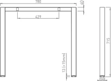 Kancel�rska podno� HUBO �ierna 900-1400 / 800 mm - technick� n�kres, rozmery