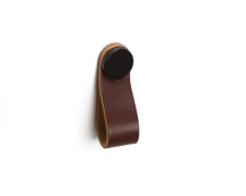 Úchytka knobka Viefe FLEXA / hnedá koža / čierna matná / 70 x 22 mm
