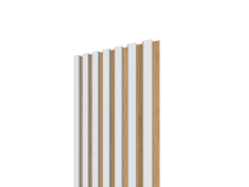 Lamelový panel 3D 2650x300 mm / lamely - biela matná / podklad – dub európsky