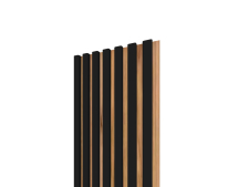 Lamelový panel 3D 2650x300 mm / lamely - čierna matná / podklad – dub jesenný