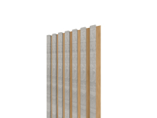 Lamelový panel 3D 2650x300 mm / lamely - betón / podklad –   dub európsky