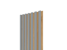 Lamelový panel 3D 2650x300 mm / lamely - sivá matná / podklad –   dub európsky