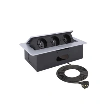 Zásuvka výklopná KOMBI / 3x zásuvka / hliníková