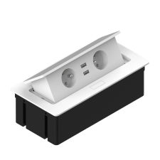 REJS Zásuvka výklopná ELEKTRIMA / 2x zásuvka + 2x USB / biela matná / TR19.0014.08.013