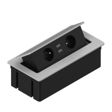 REJS Zásuvka výklopná ELEKTRIMA / 2x zásuvka + 2x USB / hliník / TR19.0014.08.049